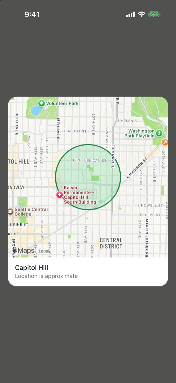 A listing's approximate location