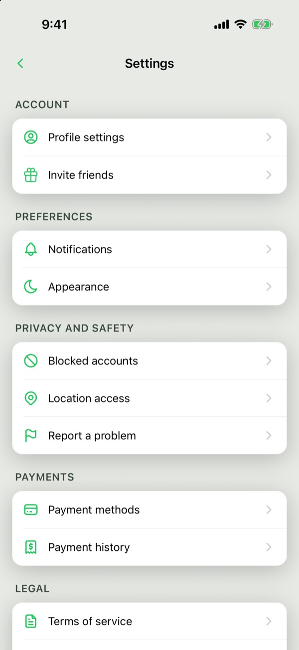 Profile: Settings