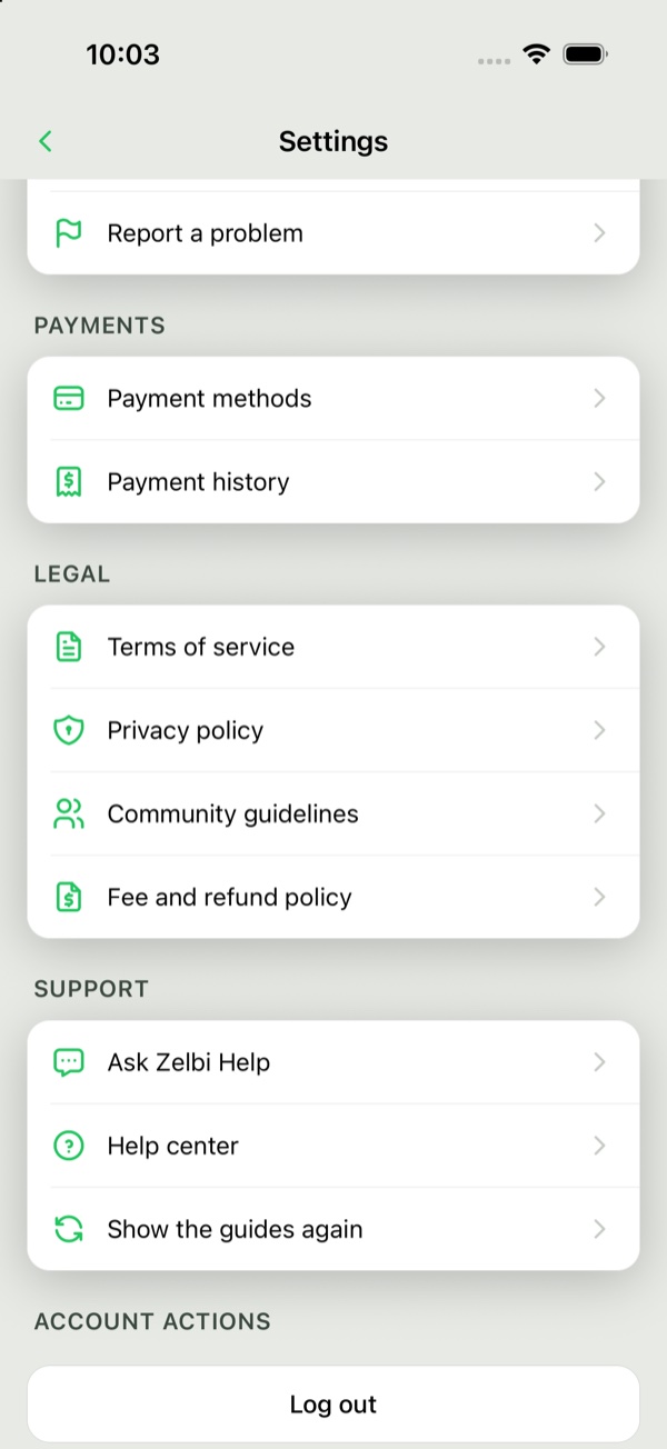 Settings: Support
